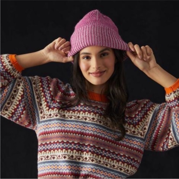 ANTHROPOLOGIE Ribbed Knit Beanie - Pink/Rose - OS NWT main image 4